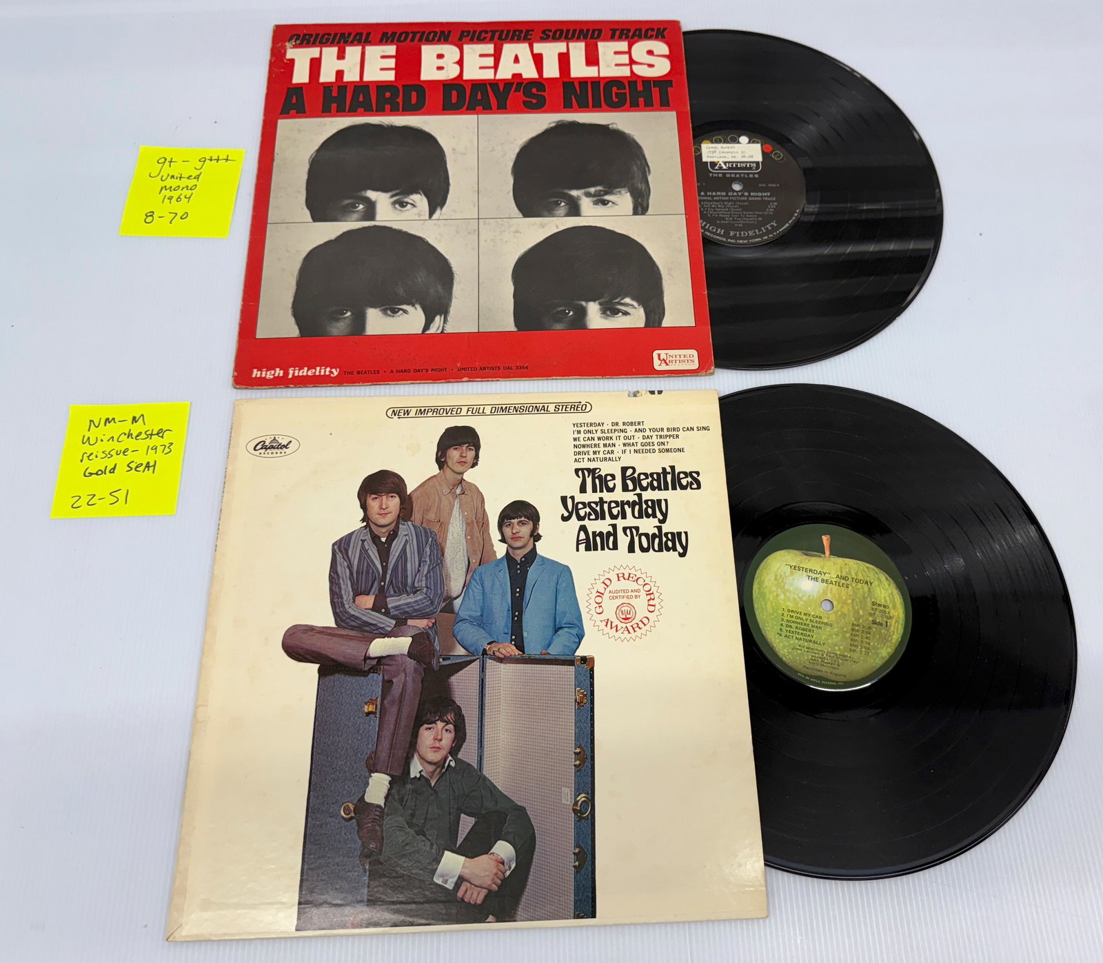 THE BEATLES SET 16: A HARD DAY’S NIGHT UNTED MONO 1964. YESTERDAY AND TODAY. REISSUE 1973 GOLD SEAL.