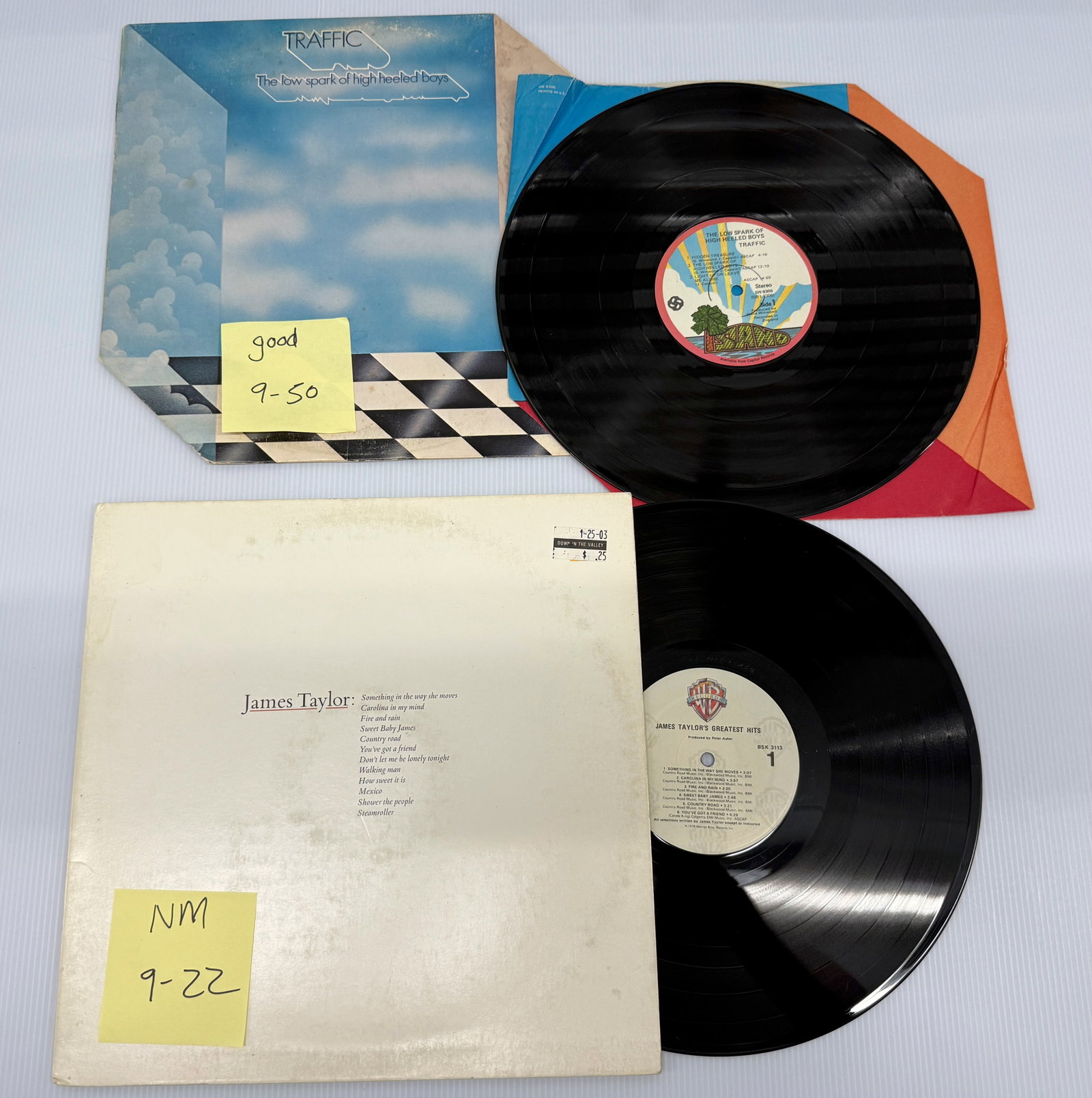 James Taylor - James Taylor's Greatest Hits. - Traffic - Low Spark: James Taylor - James Taylor's Greatest Hits. Warner Bros. Records - BSK 3113. Traffic - The Low Spark Of High Heeled Boys. Die-Cut cover. Island Records - SW-9306