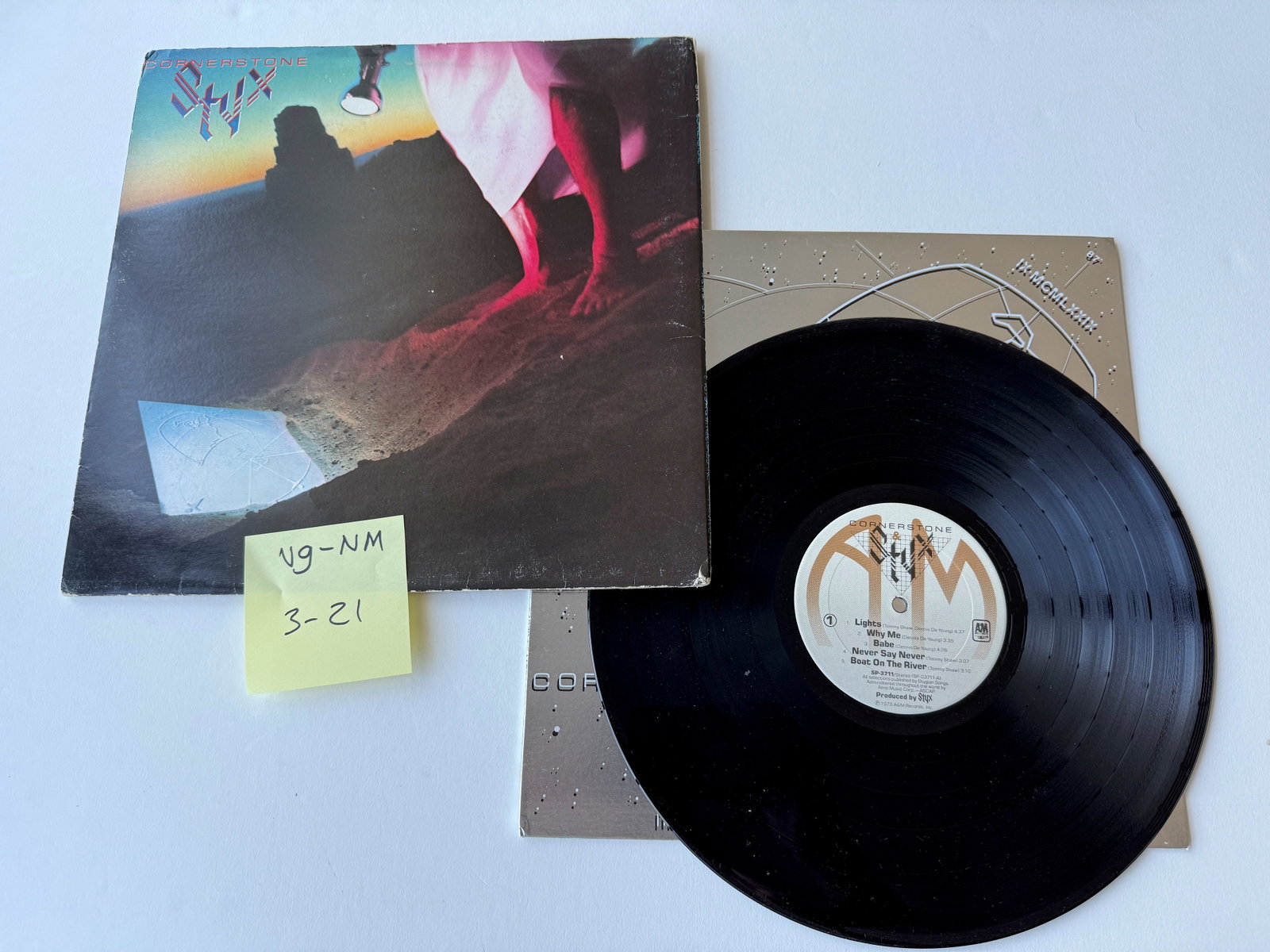 Styx - Cornerstone: Styx - Cornerstone. A&M Records - SP-3711. Triptych Cover Sleeve. Silver sleeve.