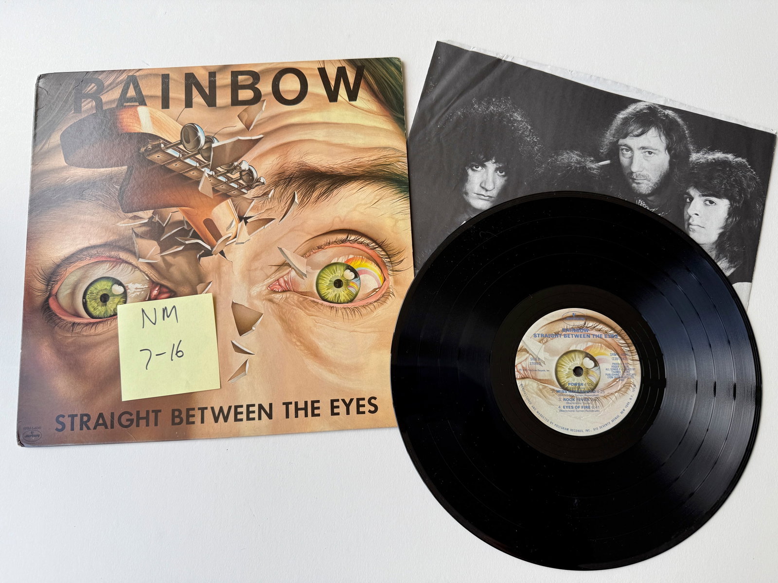 Rainbow - Straight Between The Eyes: Rainbow - Straight Between The Eyes. Mercury - SRM-1-4041. Issued with custom inner sleeve. Rainbow (also known as Ritchie Blackmore's Rainbow or Blackmore's Rainbow) are a British rock band led by gu