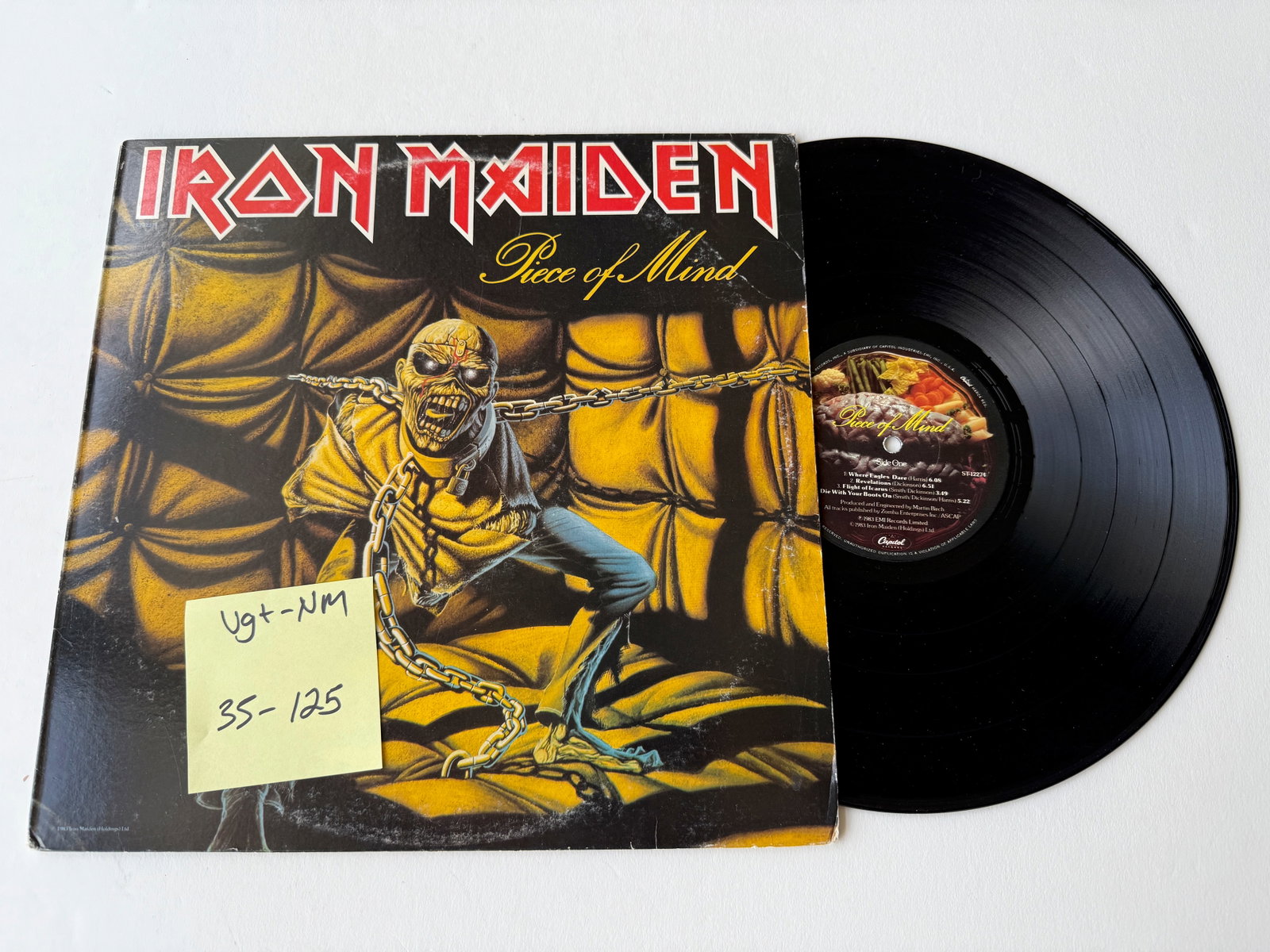 Iron Maiden - Piece Of Mind: Iron Maiden - Piece Of Mind. Matrix confirmed Winchester: ST-12274 ST-1-12274-Z3. Capitol Records - ST-12274. Mixed at Electric Lady Sound Studios, New York. Comes with printed paper innersleeve and n