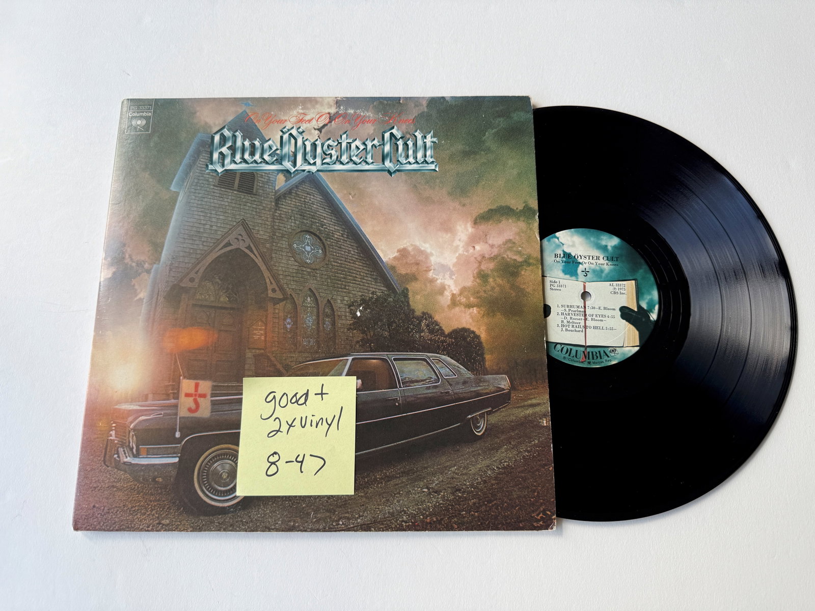 Blue Oyster Cult - On Your Feet Or On Your Knees: Blue Oyster Cult - On Your Feet Or On Your Knees. Columbia - PG 33371.