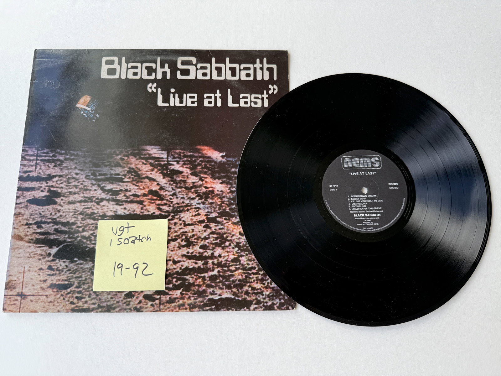 Black Sabbath - Live At Last: Black Sabbath - Live At Last. France Import. NEMS. Matrix: BS001 NEMS MPO. Nems - BS 001. Recorded live by: Ossie Osbourne ... Tony Iommi ... Geezer Butler ... Bill Ward at Manchester and The Rainbow 