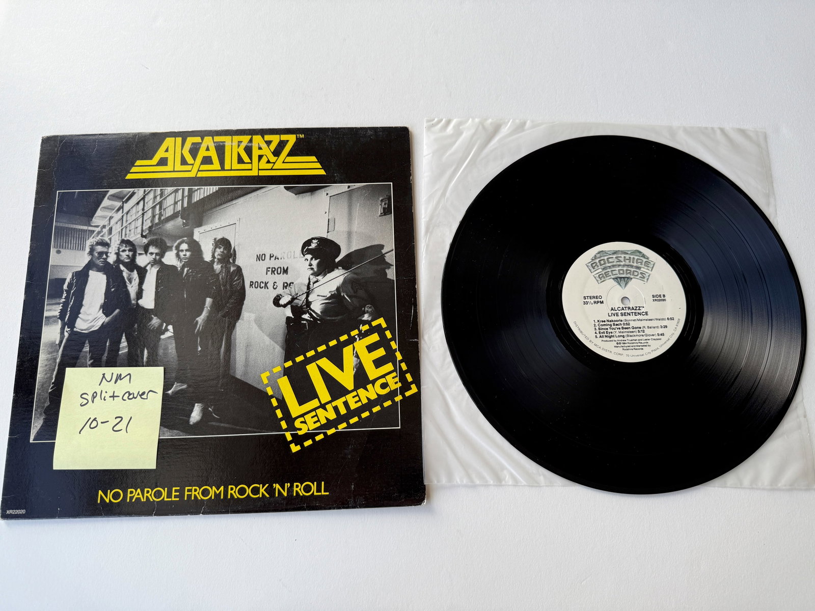 Alcatrazz - Live Sentence (No Parole From Rock 'n' Roll): Alcatrazz - Live Sentence (No Parole From Rock 'n' Roll). Rocshire Records - XR22020. 1984 Heavy Metal, Hard Rock. Recorded January 28th, 1984 at Nakano Sun Plaza, Tokyo. Heavy Metal band from Los Ang