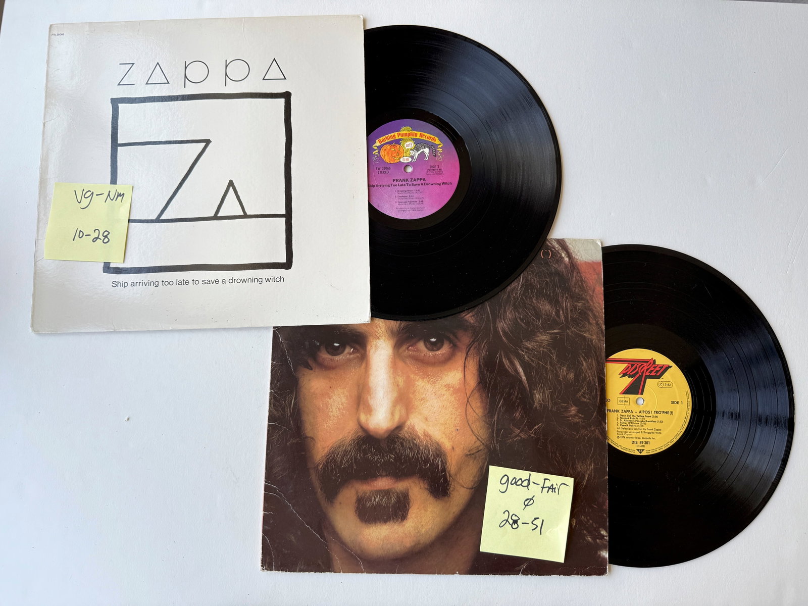 Zappa - Ship Arriving Too Late To Save A Drowning Witch: Zappa - Ship Arriving Too Late To Save A Drowning Witch. Barking Pumpkin Records - FW 38066. & Frank Zappa - Apostrophe (‘). Discreet - DIS 59 201 (FAIR).