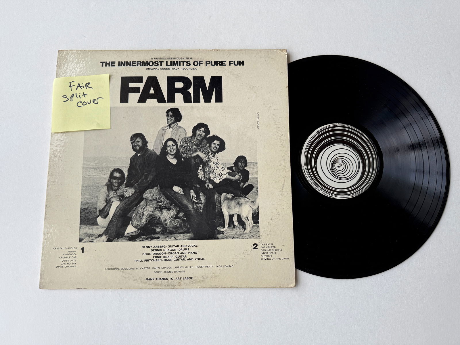 Farm - The Innermost Limits Of Pure Fun: Farm - The Innermost Limits Of Pure Fun. 1970. Split Cover. Psychedelic Rock, Blues Rock. Label uses artwork of "Rotorelief No. 3 - Lanterne Chinoise" by Marcel Duchamp. Back is plain white cover. Tra