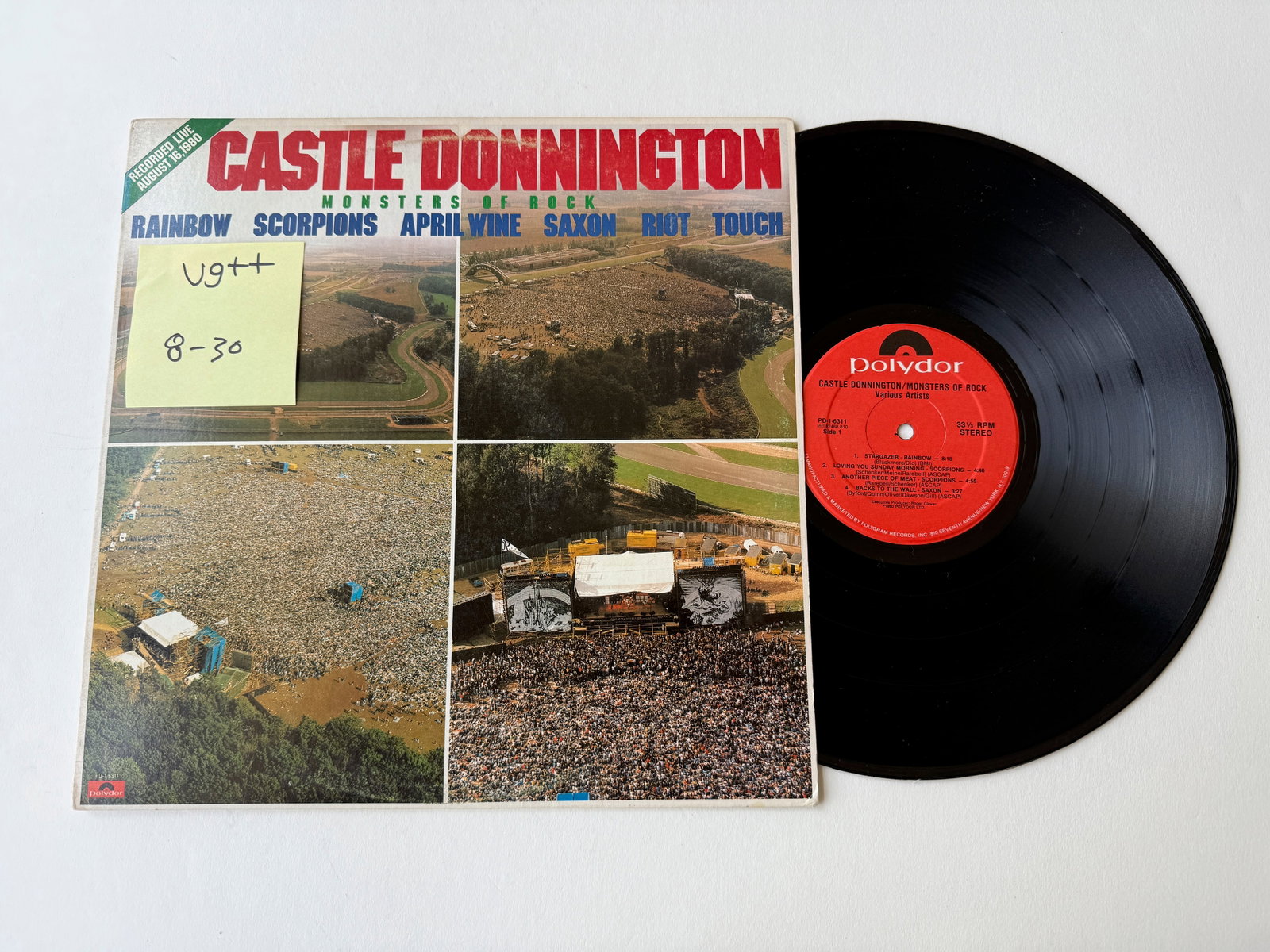 Castle Donnington: Monsters Of Rock: Castle Donnington: Monsters Of Rock. Polydor - PD-1-6311. 1980 Heavy Metal, Hard Rock. Rainbow, Saxon, Scorpions, April Wine, Touch, Riot. Recorded live at Monsters of Rock Festival, Donington Park, C