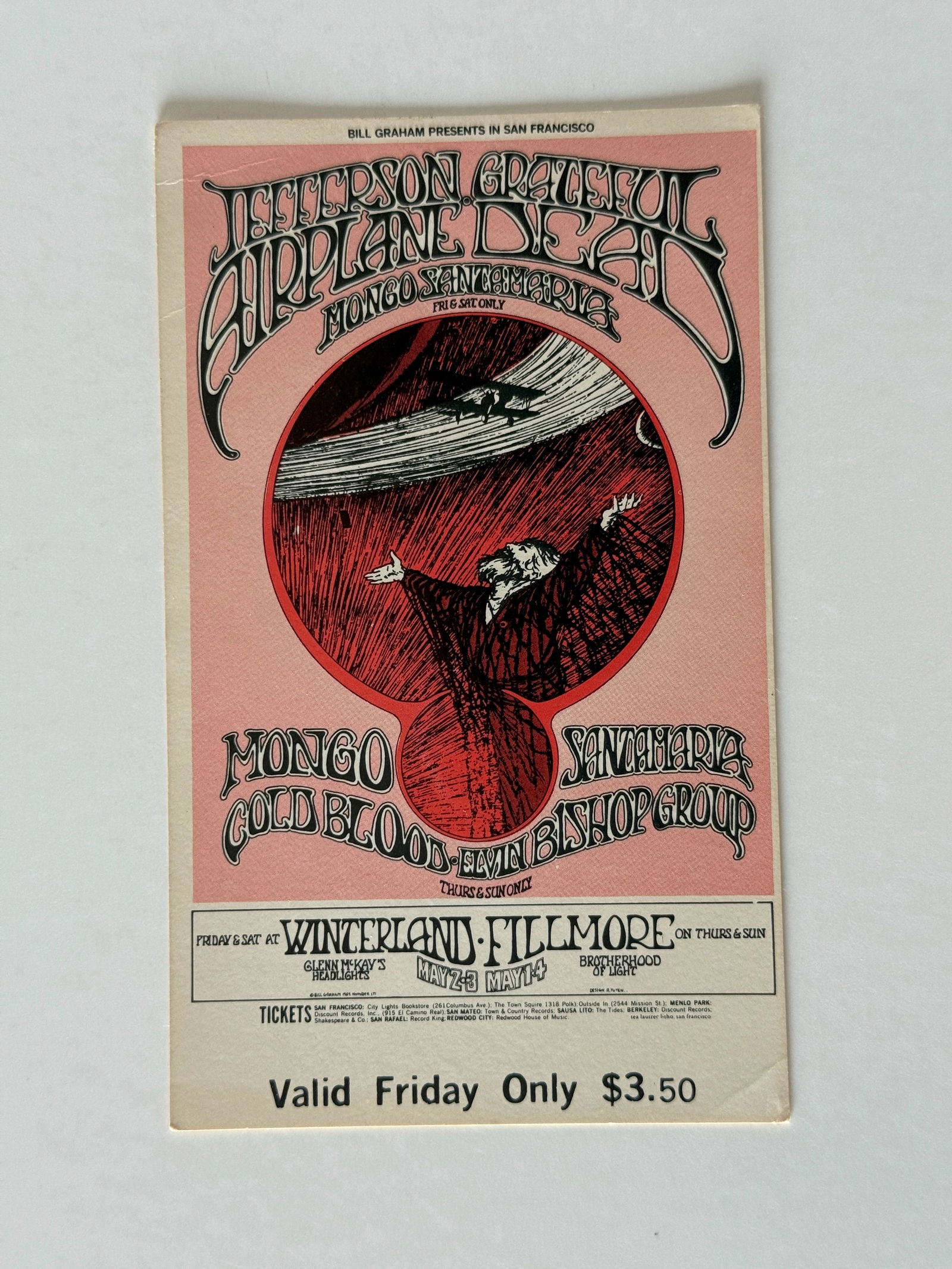 JEFFERSON AIRPLANE - GRATEFUL DEAD TICKET (1 of 1)