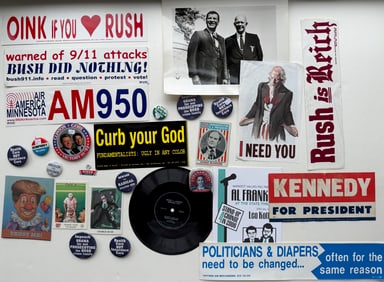 POLITICAL BUTTON AND STICKER COLLECTION #2 - WITH SIGNATURE !