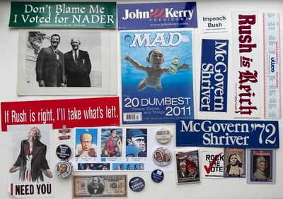 POLITICAL BUTTON AND STICKER COLLECTION #3