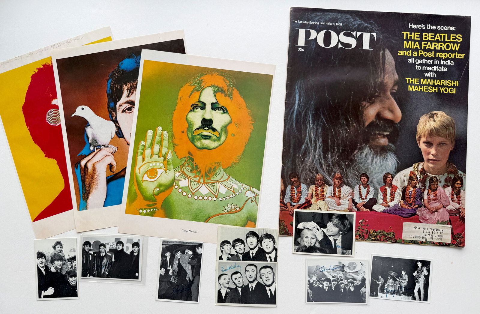 BEATLES SET WITH POST MAGAZINE COVER (1 of 1)