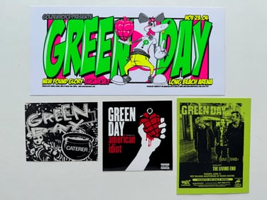 GREEN DAY BACKSTAGE PASS AND CARD