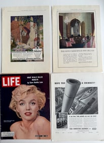 VINTAGE MAGAZINE BOOKPLATES - ASBESTOS SHINGLES, MARILYN MONROE
