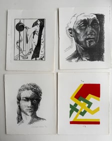 THE SKETCHBOOK OF ARTIST C. LINDAHL WITH 2 LITHOS