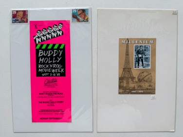 BUDDY HOLLY STAMP COLLECTION. WITH HANDBILL