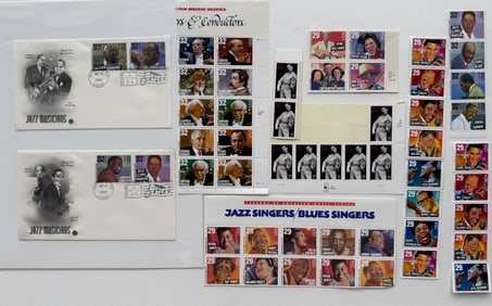 SUPER HUGE MUSIC STAMP COLLECTION #3 WITH FIRST DAY ISSUE STAMPS