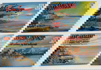 CALIFORNIA BEACHES Vintage Postcard Lot - Linen Postcard Folder