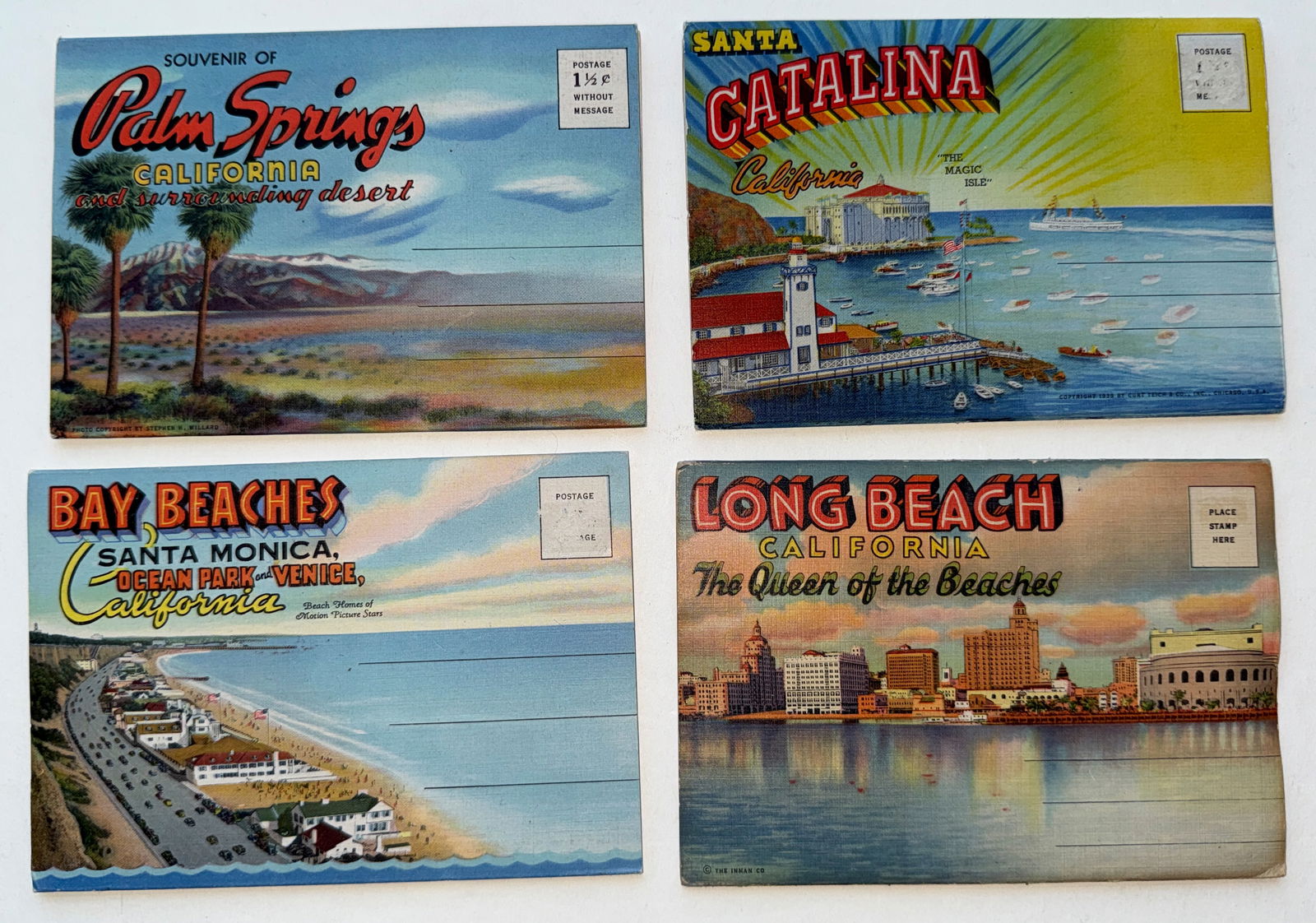 CALIFORNIA BEACHES Vintage Postcard Lot - Linen Postcard Folder (1 of 1)