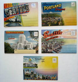 WASHINGTON STATE Vintage Postcard Lot - Linen Postcard Folder