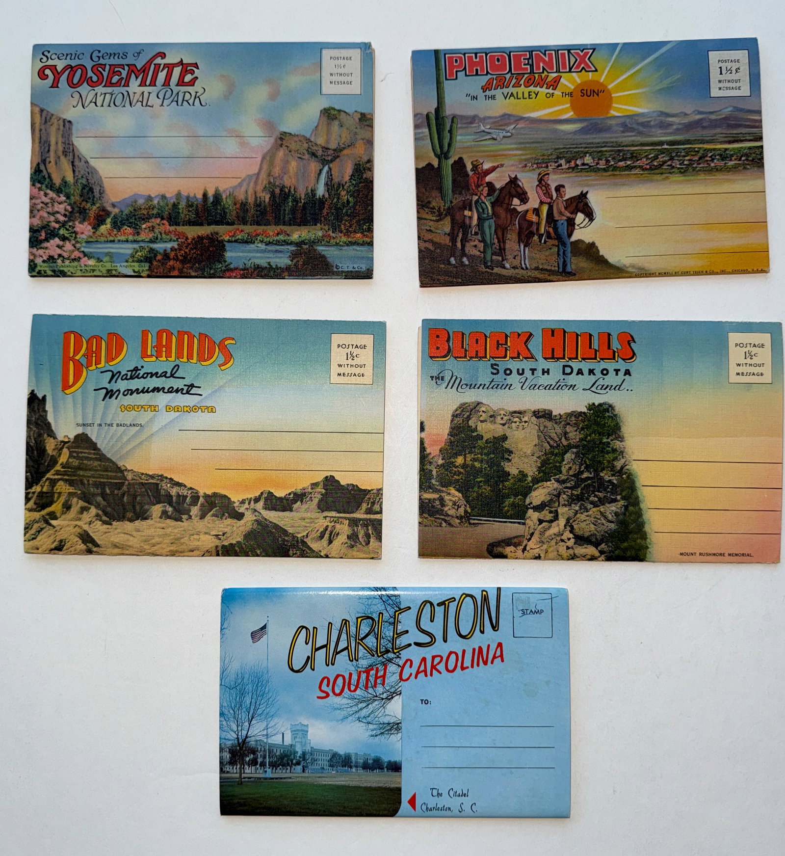 HILLS AND VALLEYS Vintage Postcard Lot - Linen Postcard Folder (1 of 1)