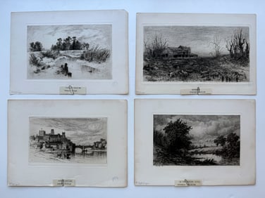 4 VINTAGE ETCHINGS