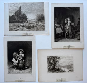4 VINTAGE ETCHINGS