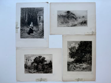 4 VINTAGE ETCHINGS