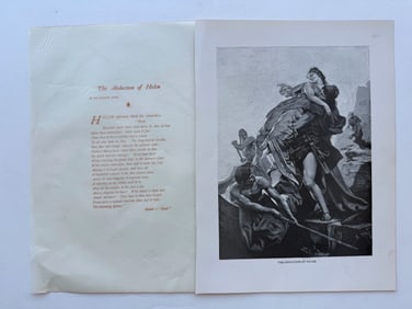 VINTAGE LITHO - THE ABDUCTION OF HELEN - R. VON DEUTSH
