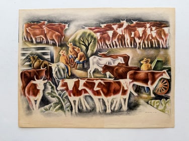 White Faced Cattle - 1935 by Howard Norton Cook