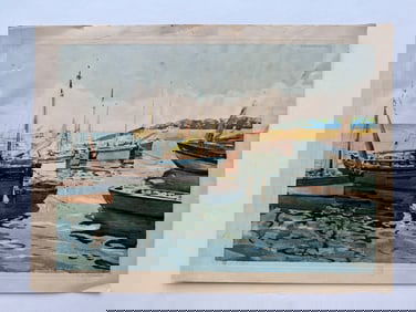 harbor scene 1935 Paul Emile Lecomte (1877-1950) - SIGNED