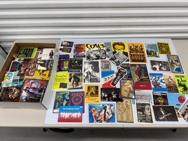 SIGNIFICANT BOX OF CONCERT and RECORD RELEASE HANDBILLS
