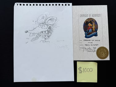 STANLEY MOUSE ORIGINAL SKETCH - FREAKED OUT MOUSE - 2022