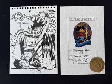 STANLEY MOUSE ORIGINAL SKETCH - SHRUNKEN HEAD - 2016