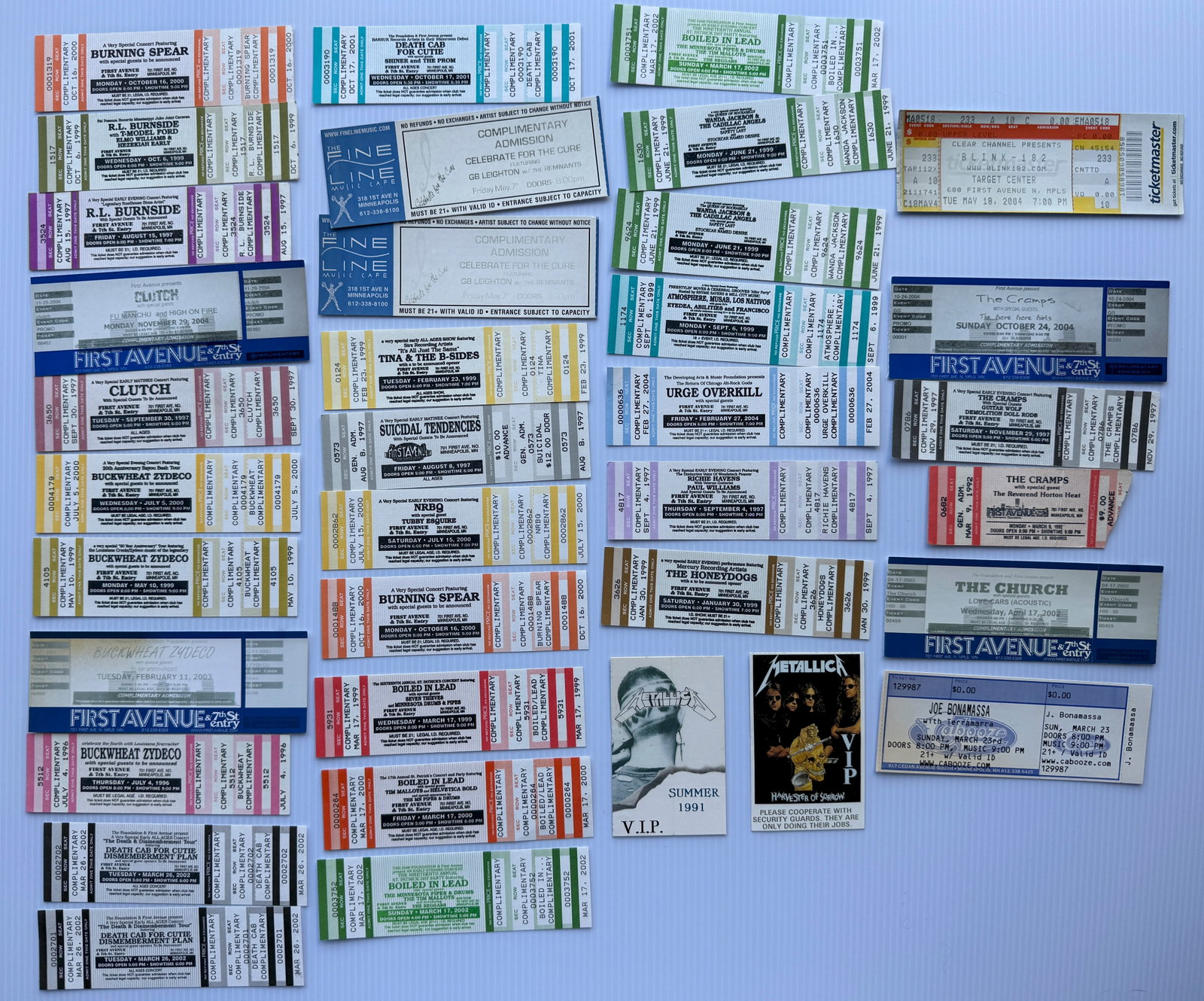 FIRST AVE. TICKET STUP SET WITH THE CRAMPS, SUICIDAL TENDENCIES, NRBQ, BURING SPEAR, BOILED IN LEAD,: FIRST AVE. TICKET STUP SET WITH THE CRAMPS, SUICIDAL TENDENCIES,
