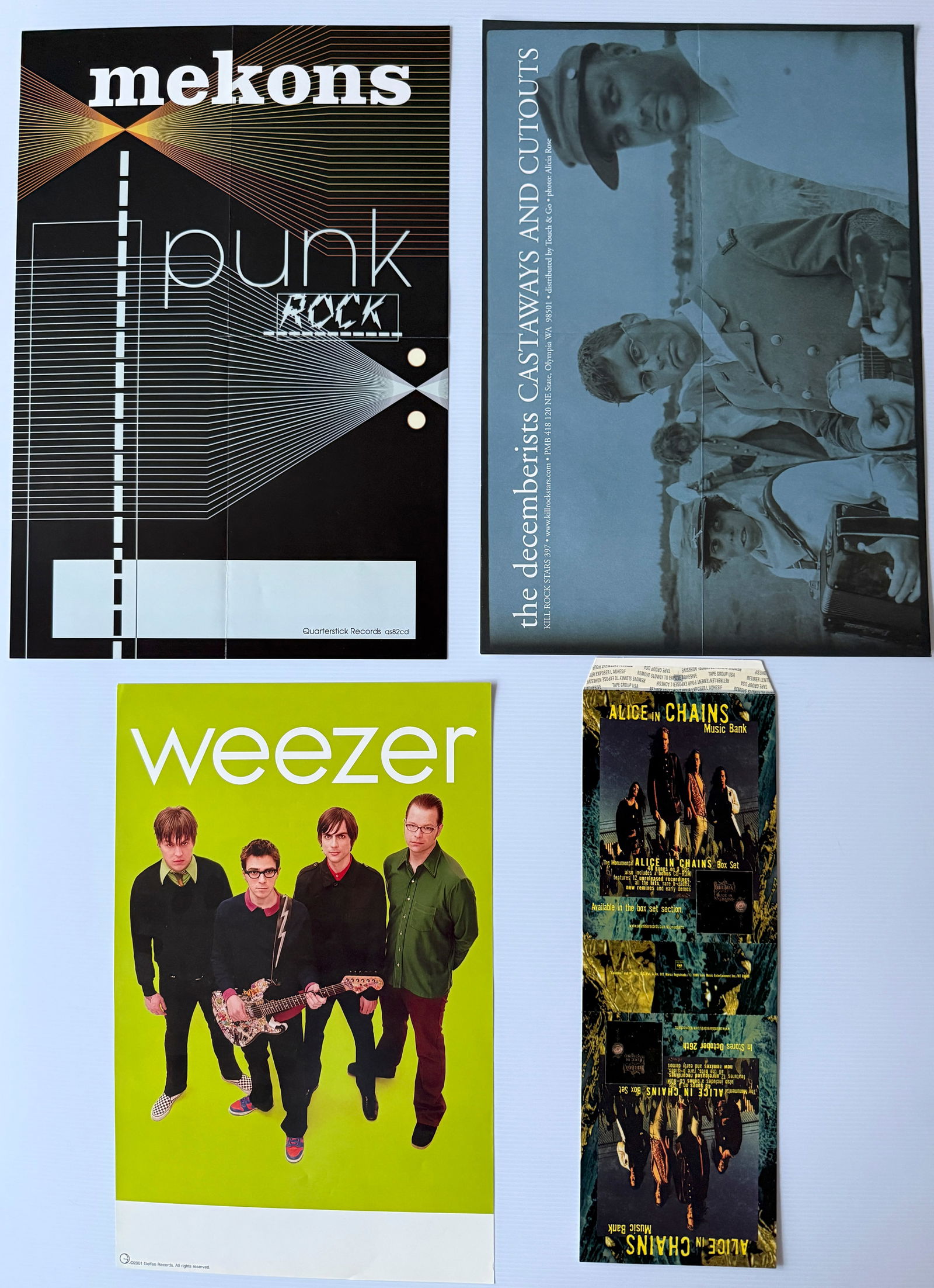 POSTER SET - THE DECEMBERISTS, WEEZER: POSTER SET - THE DECEMBERISTS, WEEZER, MEKONS, ALICE IN CHAINS CARD.