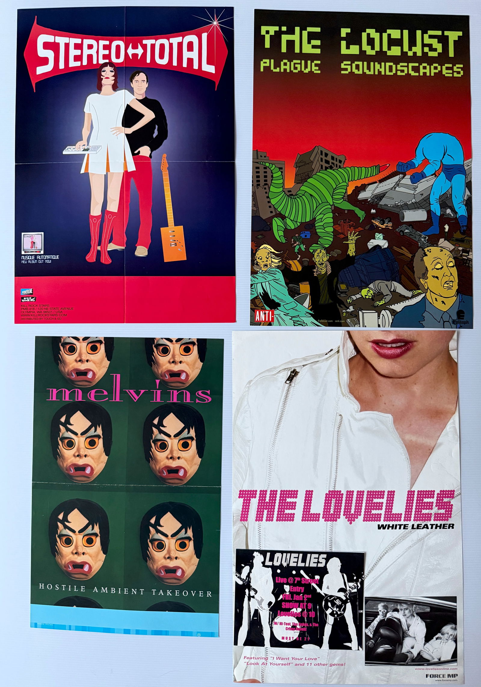 POSTER SET - THE LOCUST, MELVINS: POSTER SET - THE LOCUST, MELVINS, STEREO TOTAL, THE LOVELIES