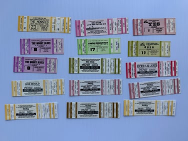 SIGNIFICANT TICKET STUB SET WITH BIG STAR, SOUL ASYLUM, TRAFFIC, NRBQ, THE MONKEES, RUSH, MOODY