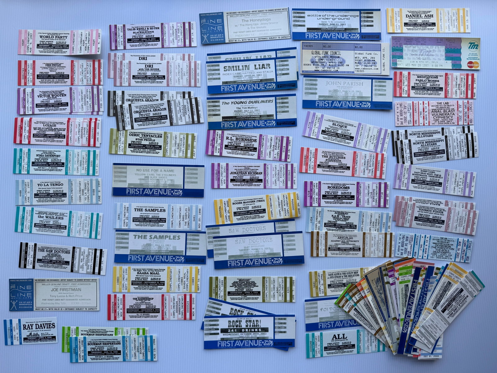 LARGE SET OF TICKET STUBS WITH ANAL BLAST: LARGE SET OF TICKET STUBS WITH ANAL BLAST - MOST FROM 1ST AVENUE MINNEAPOLIS - WHERE PRINCE MADE PURPLE RAIN