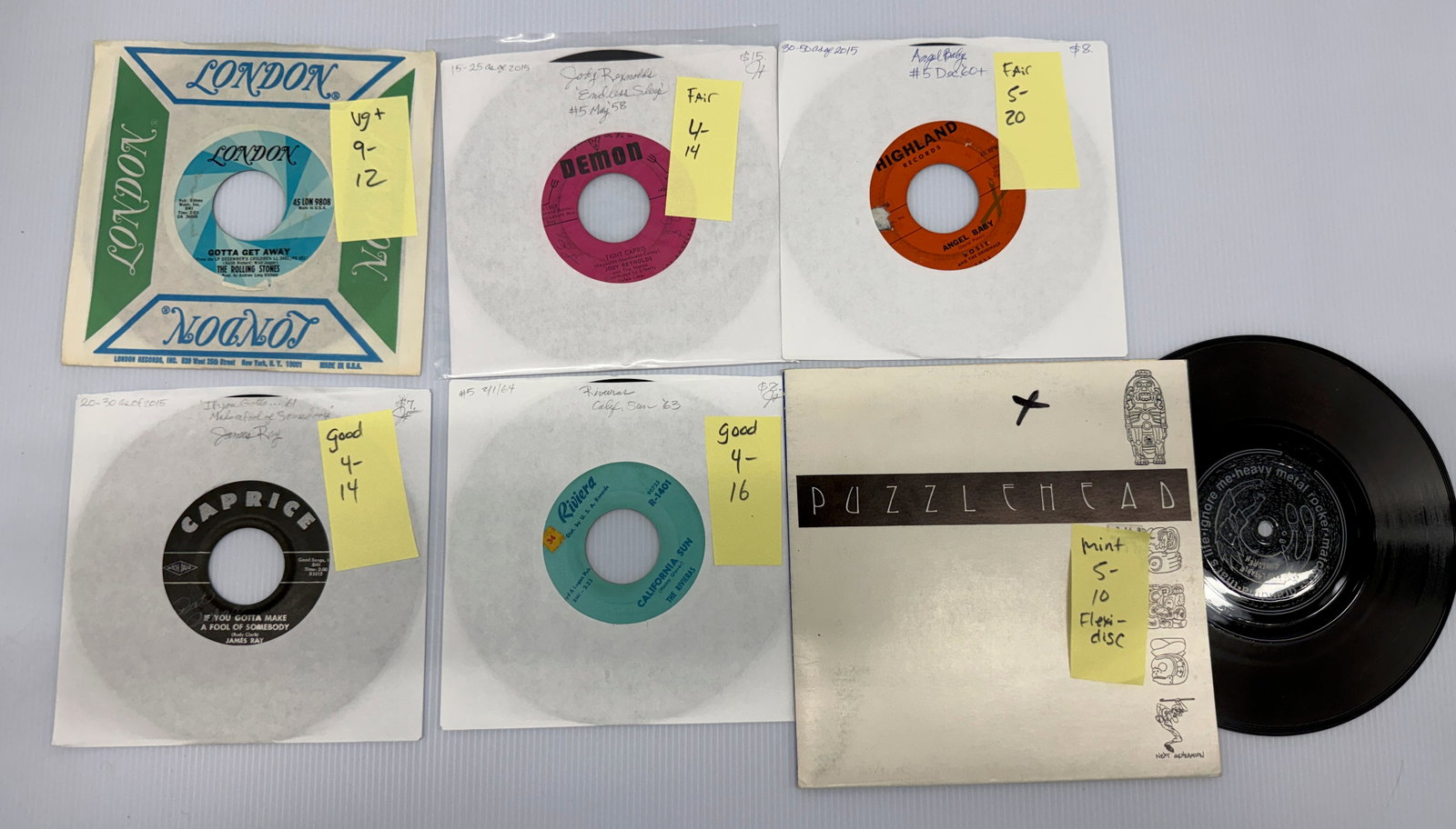 VARIOUS R 45s with ROLLING STONES: VARIOUS R 45s with ROLLING STONES, JAMES RAY, THE RIVIERAS, PUZZELHEAD FLEXIDISC, ROSIE, JODY REYNOLDS
