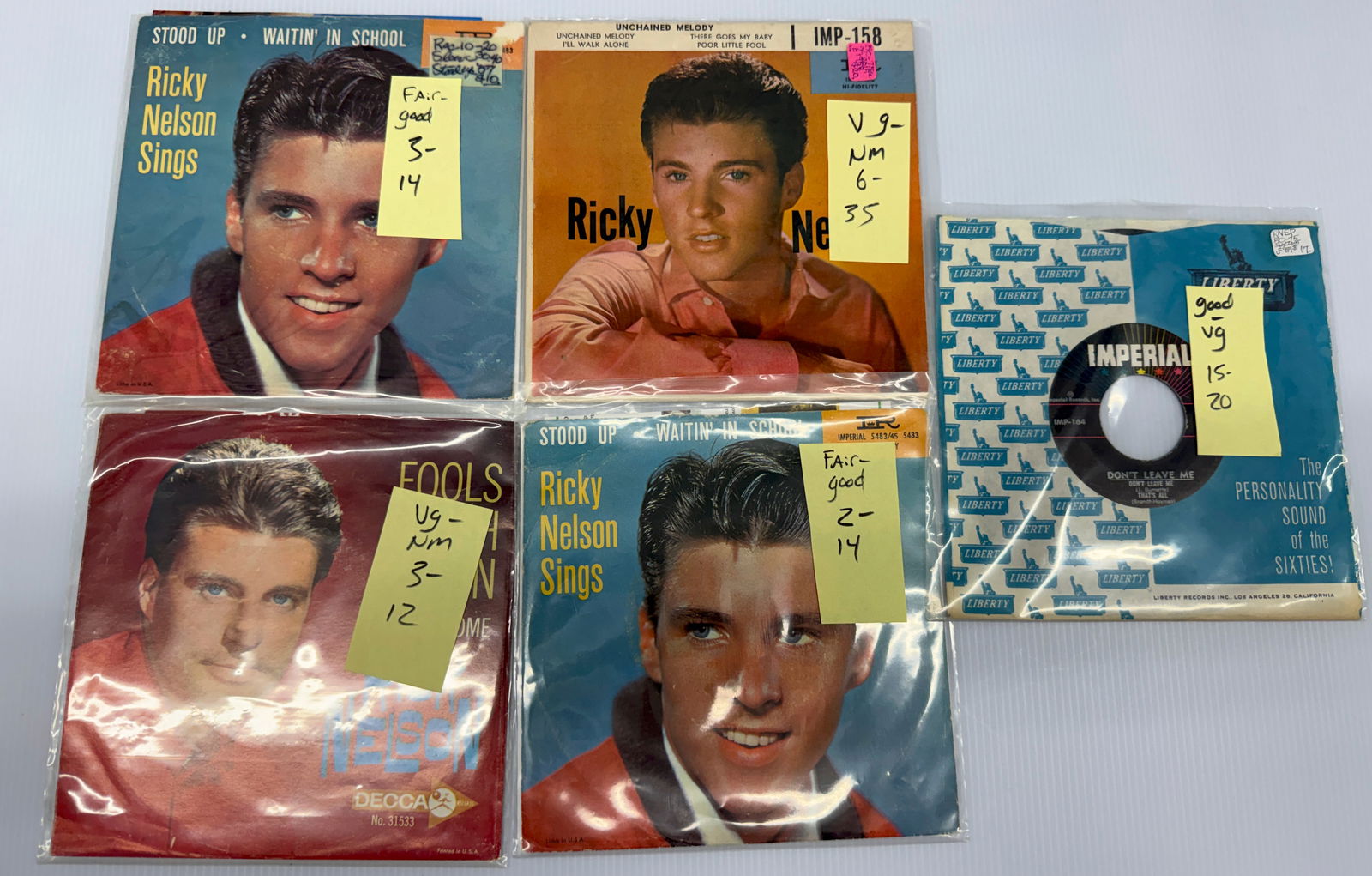 RICKY NELSON 45s PICTURE SLEEVES AND RECORDS (1 of 1)