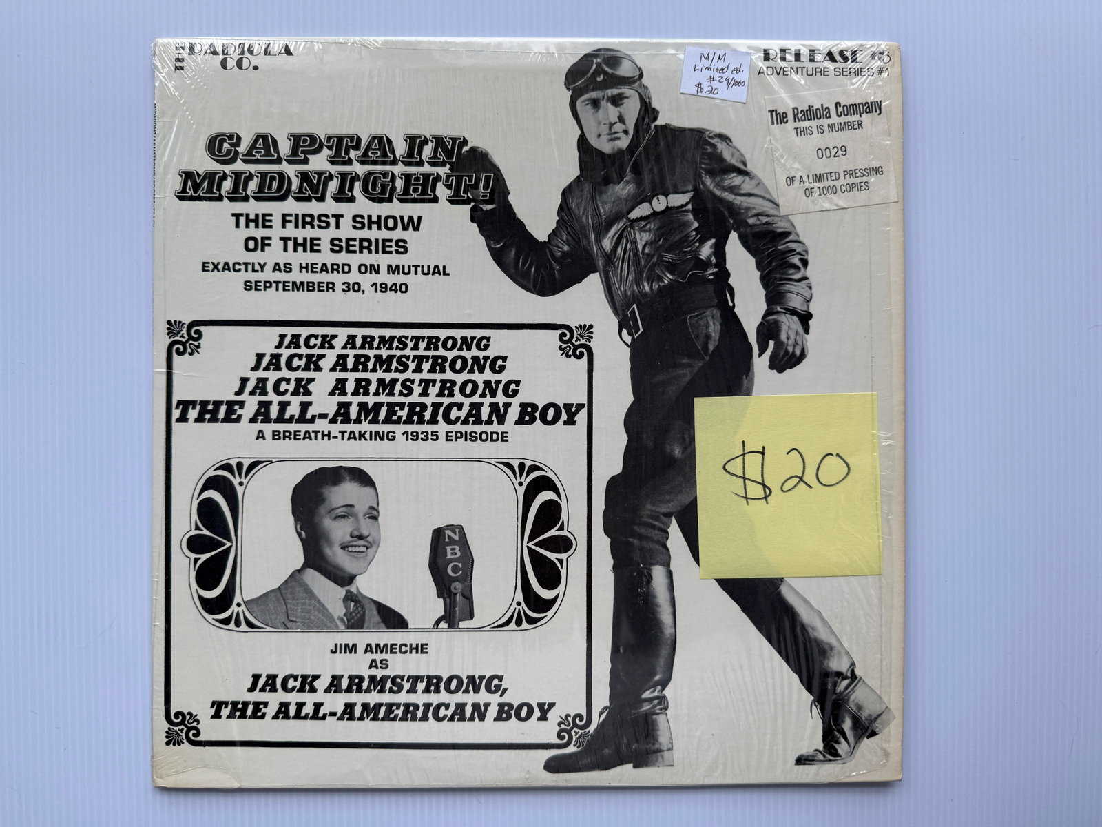 CAPTAIN MIDNIGHT - THE RADIOLA COMPANY - MINT #ED EDITION: M/M $20-40 LIMITED EDITION NUMBERED 0029 BROADCAST FROM 1940 ! BUCK ROGERS IN THE 25TH CENTURY 1939. DICK TRACY 1946. RELEASE #6