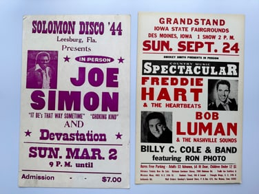 VINTAGE ORIGINAL CARD STOCK CONCERT BOXING STYLE POSTERS