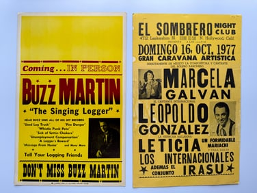 VINTAGE ORIGINAL CARD STOCK CONCERT BOXING STYLE POSTERS