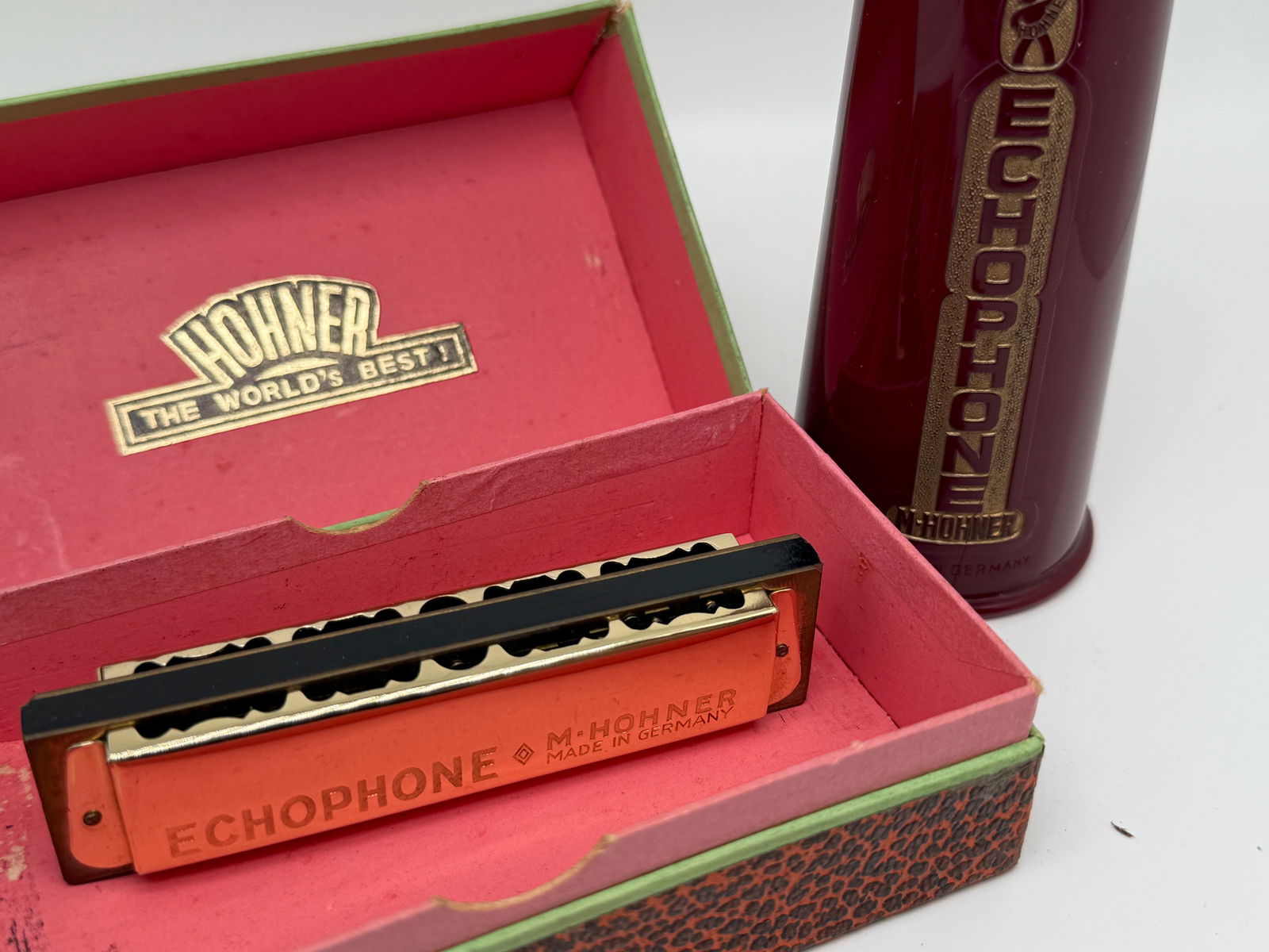 Vintage Hohner Echophone Harmonica with Original Box Key of C Good Condition (1 of 3)