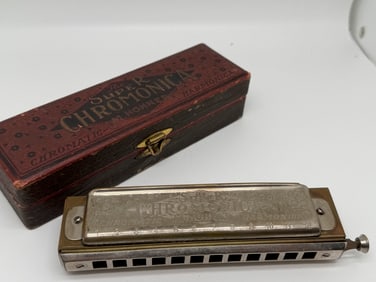 Vintage The Super Chromonica Hohner Chromatic Harmonica with Original Box