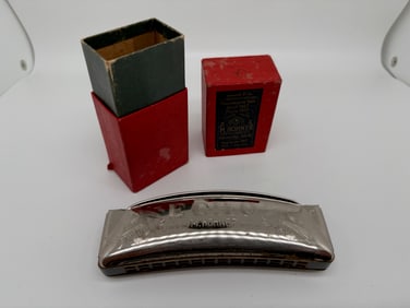 Vintage M. Hohner Echo Curved Harmonica Grand Prix Germany Original Box