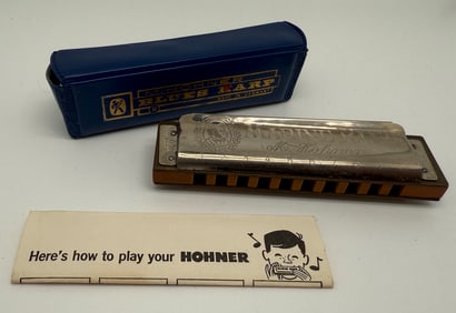 HOHNER BLUES HARP WITH CASE AND INSTRUCTIONS