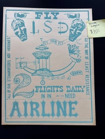 FLY LSD AIRLINE - HEAD SHOP POSTER - SCREEN PRINT 1ST