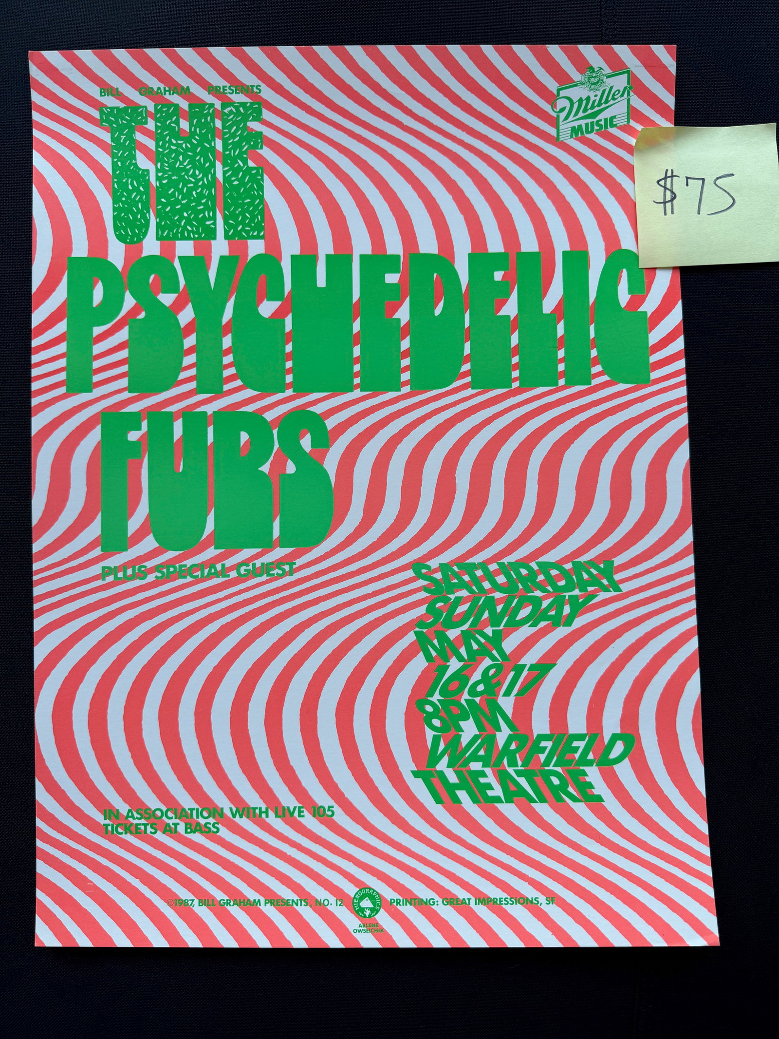 THE PSYCHEDELIC FURS - WARFIELD THEATER - 1ST: THE PSYCHEDELIC FURS - WARFIELD THEATER - 1ST