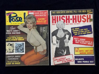 POSE 1960 PIN-UP MAG & HUSH HUSH 1962 SLEAZE W/ JAYNE MANSFIELD